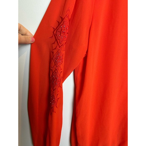 Lane Bryant Orange Boho Blouse Size 14/16 Embellishment - Picture 3 of 9